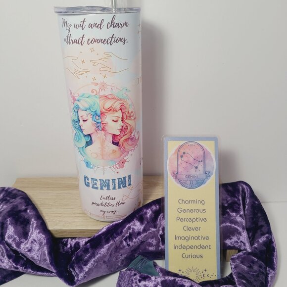 Witchy Gemini Tumbler – Mystical Zodiac 20 oz | Moon Magic Vibes - Picture 9 of 13